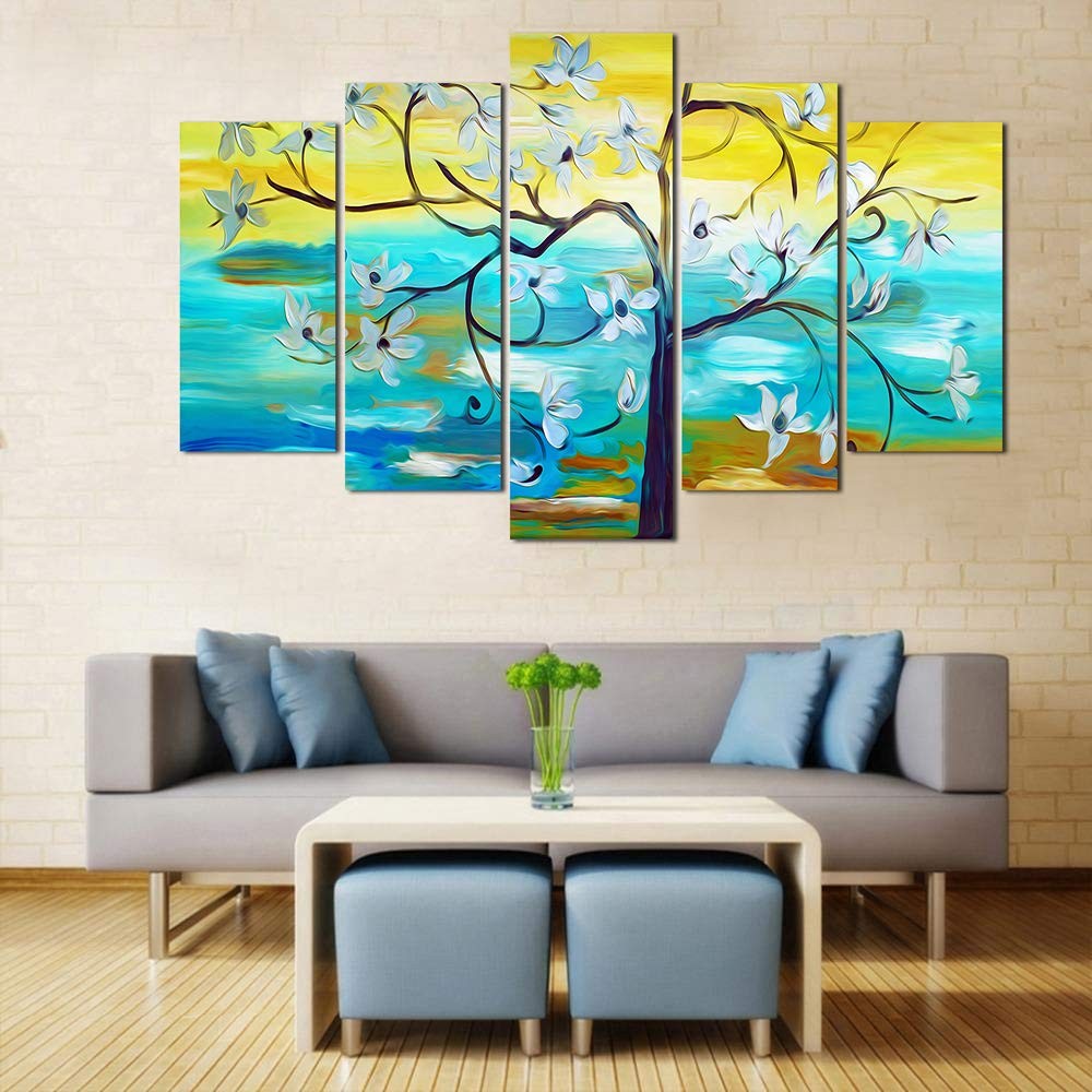 WENS Velvet Abstract Tree 5 Panels Wall Art